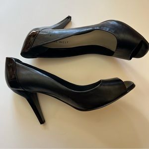 Nine West, Black Open Toes Pump, 4 Inche Heels, Size 6 1/2M